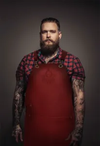 Echt lederen BBQ Schort met kruisbanden(meer kleuren)