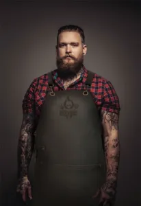 Echt lederen BBQ Schort met kruisbanden(meer kleuren)