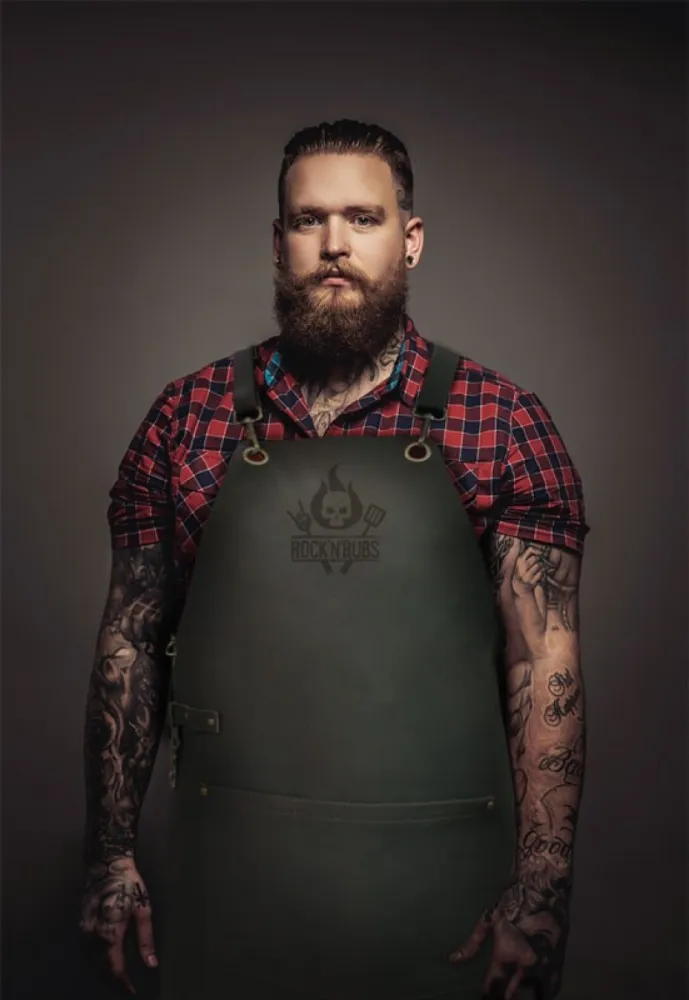 Echt lederen BBQ Schort met kruisbanden(meer kleuren)
