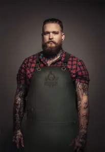 Echt lederen BBQ Schort met kruisbanden(meer kleuren)